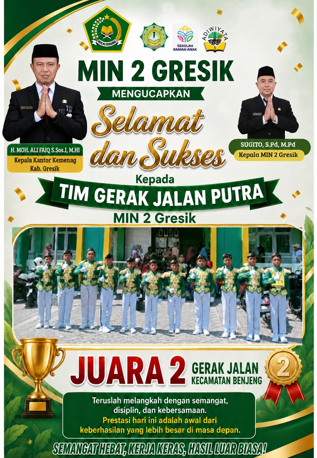 MIN 2 Gresik Juara Lomba Gerak Jalan 2026